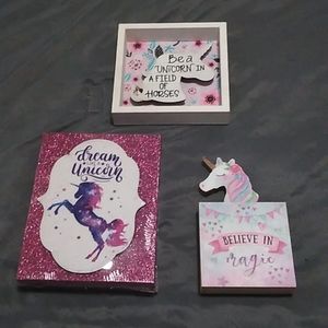 3 Unicorn Decorative Pieces.